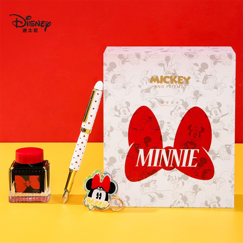 迪士尼(Disney)E0270M浪漫米妮钢笔礼盒套装 新年礼物开学礼盒节日生日礼物 高档精致吸墨硬笔书法学习用品