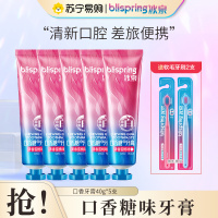 冰泉口香糖味牙膏清新口气亮白洁齿蜜桃味情侣便携旅行牙膏套装40g*5送牙刷2支