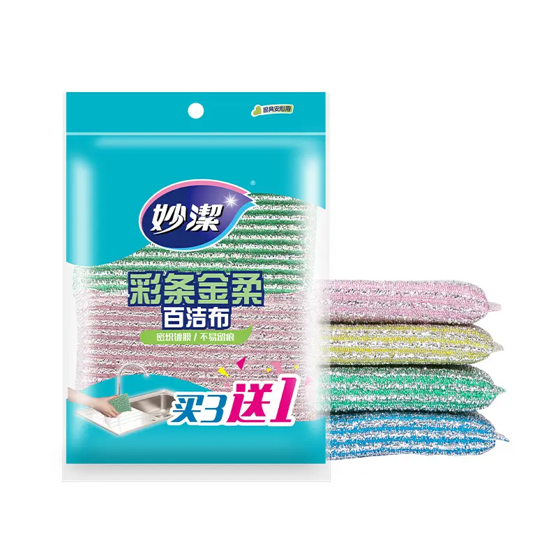 妙洁彩条金柔百洁布12.9*8.2厘米 3+1片 包高清大图