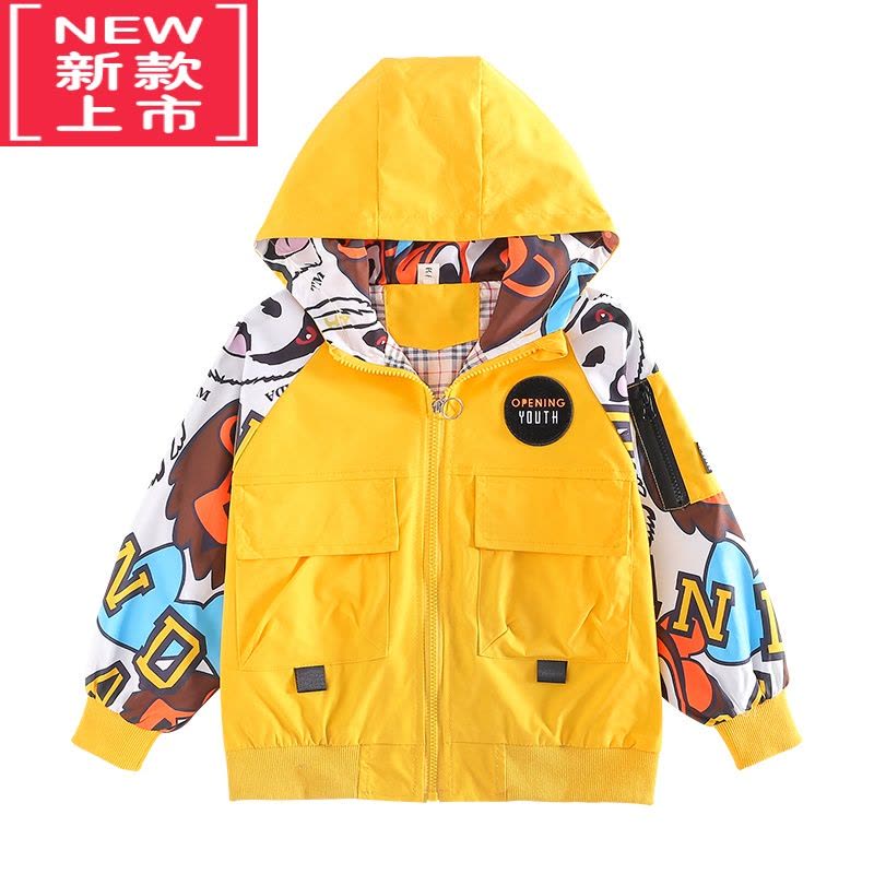 可莉允男童外套春秋装2022新款洋气宝宝上衣中小童秋冬季儿童加厚夹克潮棉服图片