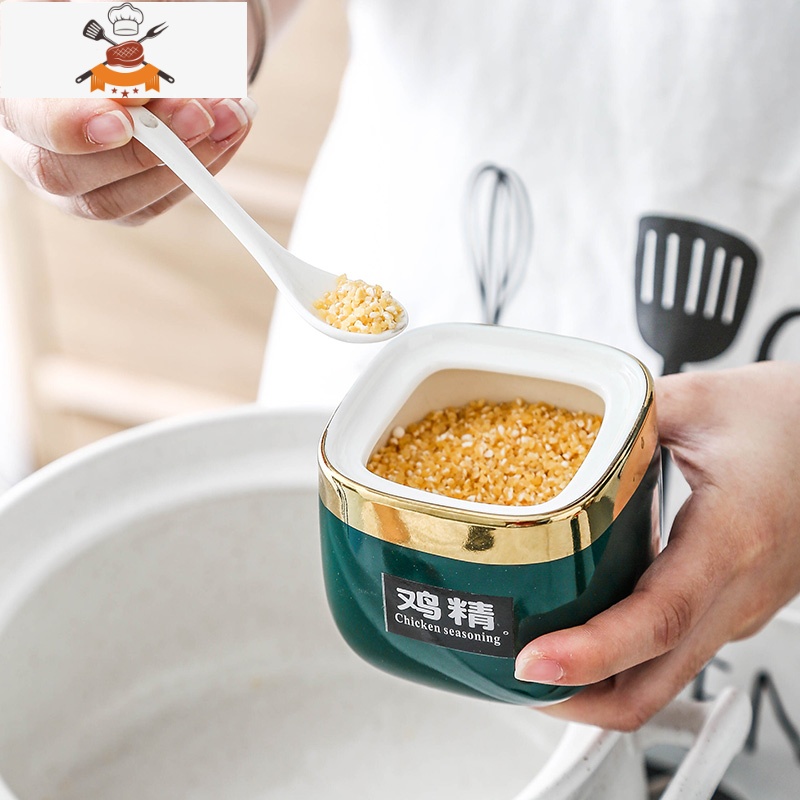陶瓷调料盒北欧家用调味罐瓶盐糖味精罐厨房用品组合套装调料罐子 敬平高清大图