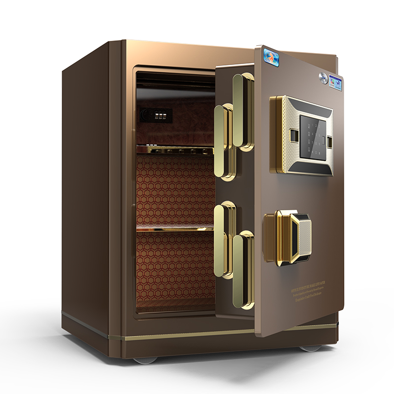 虎牌保险柜家用小型3c认证35cm45cm家用办公指纹密码全钢入墙床头防盗