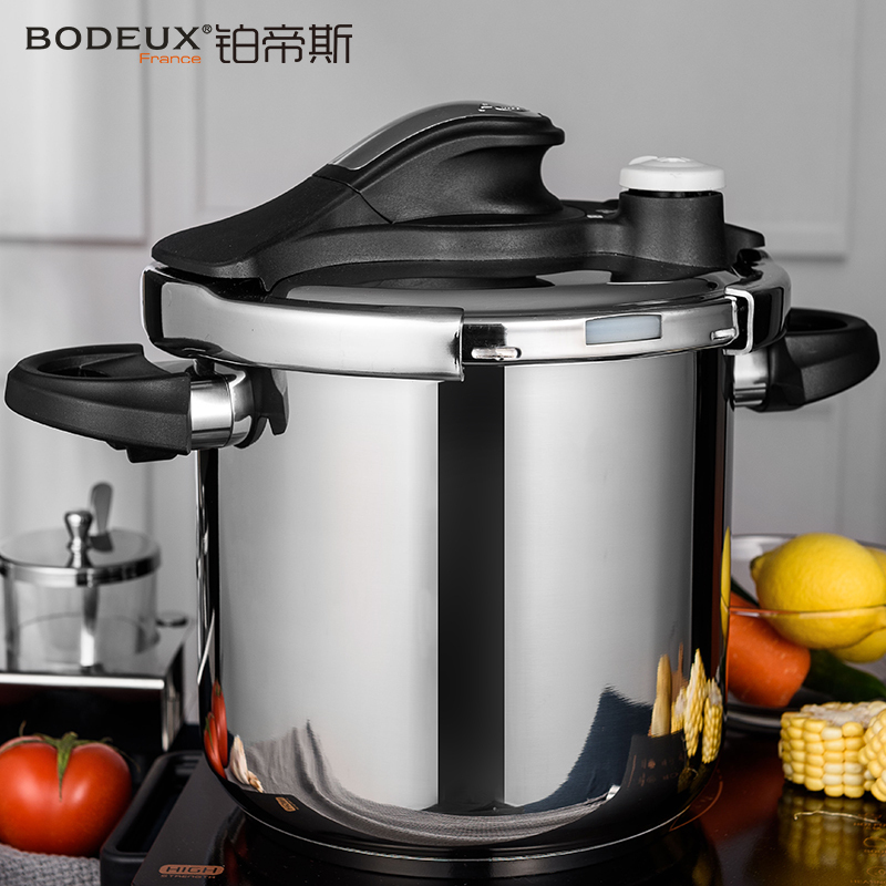 铂帝斯(BODEUX)金星1号高压锅8L 304不锈钢压力锅家用高压锅22cm 燃气电磁炉通用