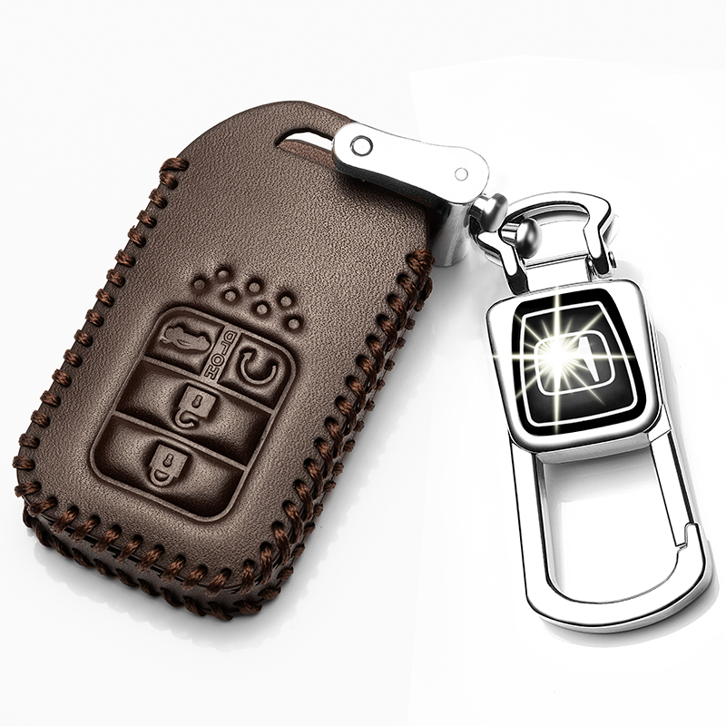 【补贴10%】2020款冠道钥匙套本田十代雅阁思域专用真皮钥匙包crv车专用19款汽车钥匙包 H款咖啡色+金属扣（智能四键）