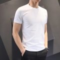 短袖T恤男装夏季韩版修身型薄款140克涤纶纯色打底衫 XL 140克短袖-白色
