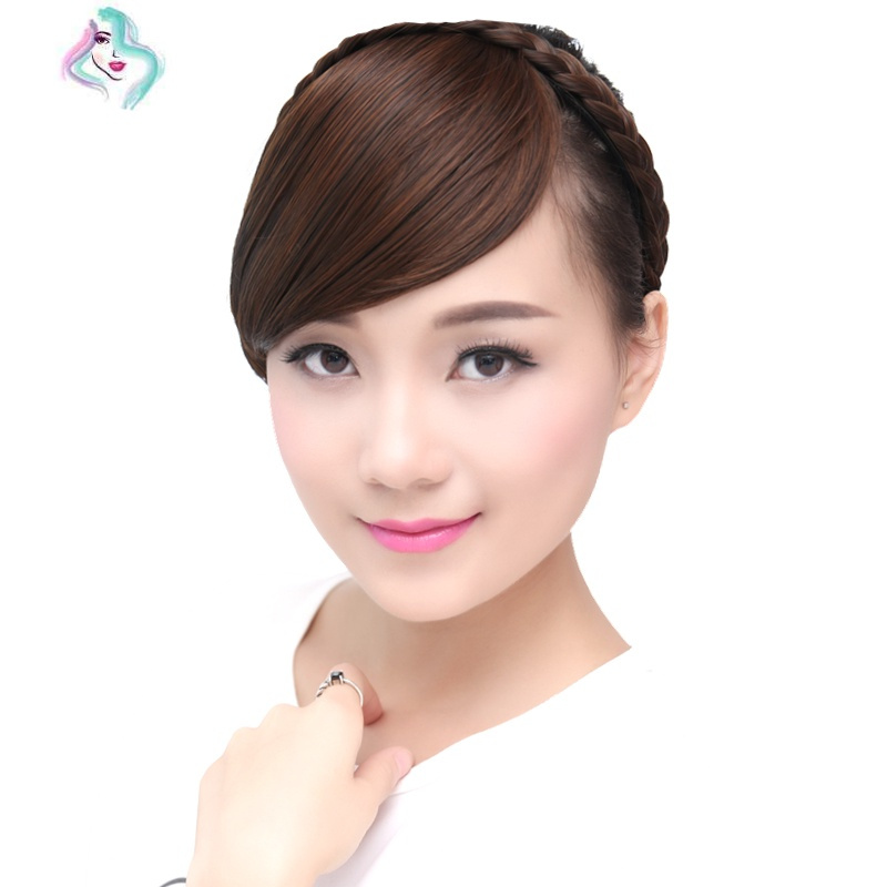 假发女假刘海斜刘海带发箍麻花辫子刘海假发片头帘发卡假留流海你那么