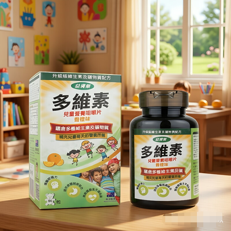 [推荐]原装进口益肤乐多维素儿童营养咀嚼片60粒高清大图