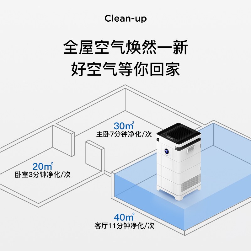 TIPON/德国汉朗家用别墅除甲醛雾霾pm2.5TVOC可视甲醛数值除烟除尘负离子空气净化器 白色 净霸650