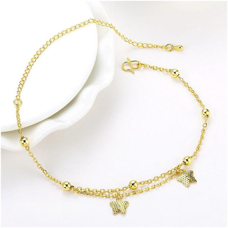 A058-A Women 18K yellow gold anklet jewelry 镀黄金色女脚链潮