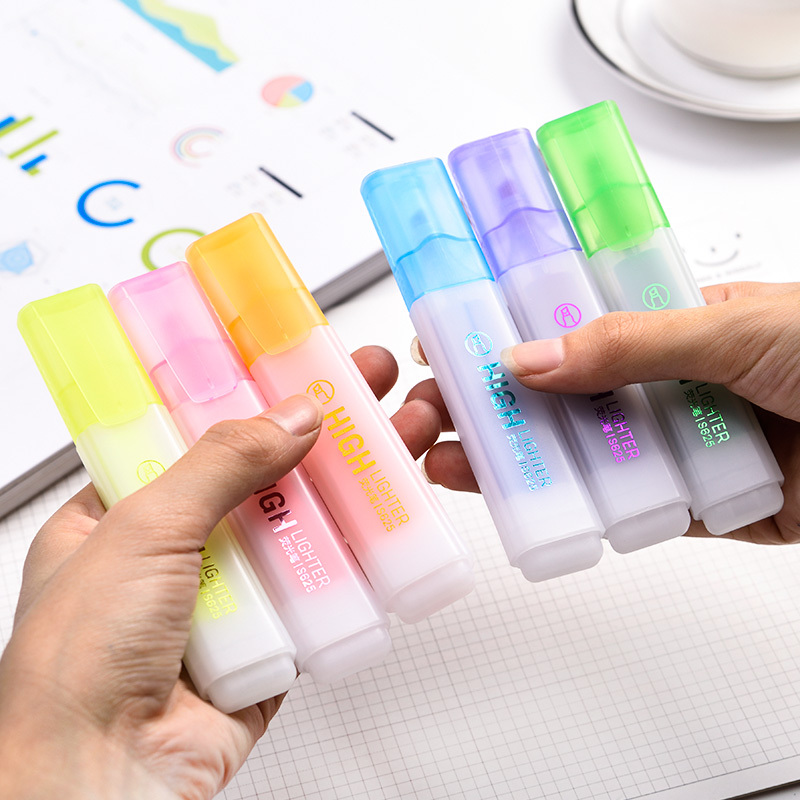 得力deli荧光笔600记号笔重点笔彩色银光笔标记笔醒目笔学生办公文