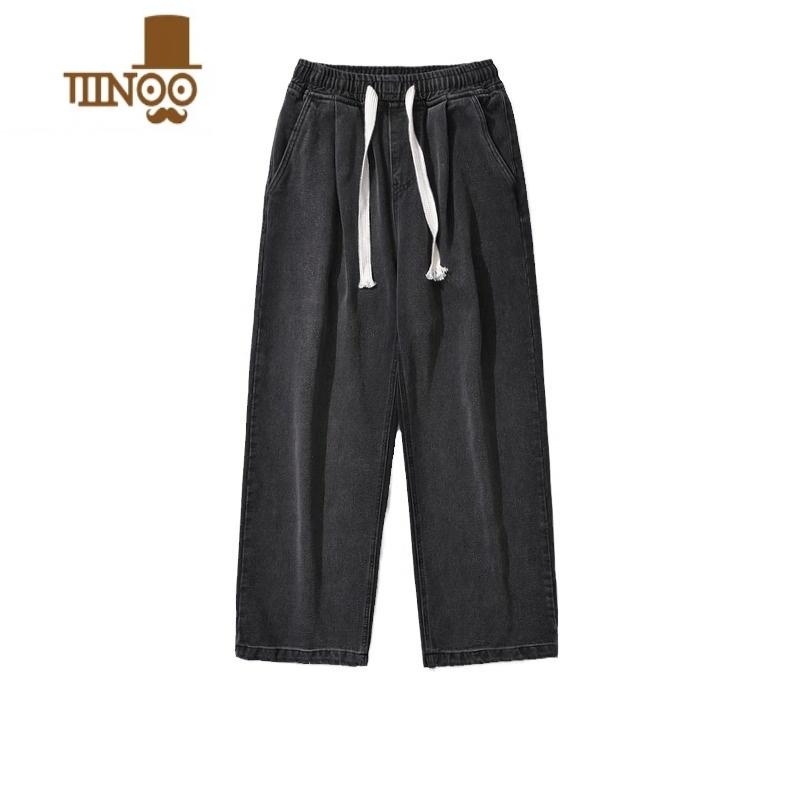 YANXU复古牛仔裤男款秋季直筒宽松潮牌美式高街潮流休闲阔腿长裤子男生高清大图