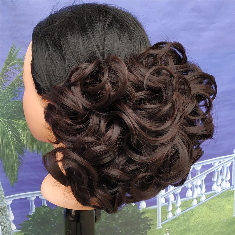 旗袍假发复古盘头拉花发包盘发假发盘发器中老年盘头发包造型发鬓 深