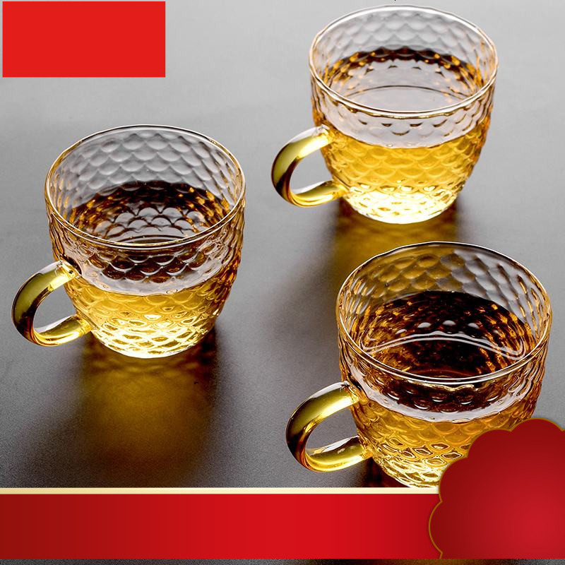 耐热透明玻璃品茗杯小茶杯带把杯功夫茶具主人杯耳杯茶碗家用