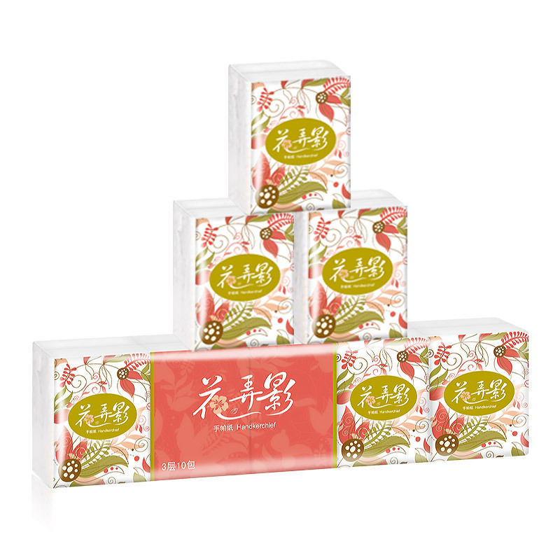 花弄影手帕纸10张10包小包随身装面巾纸实惠装卫生纸巾餐巾纸