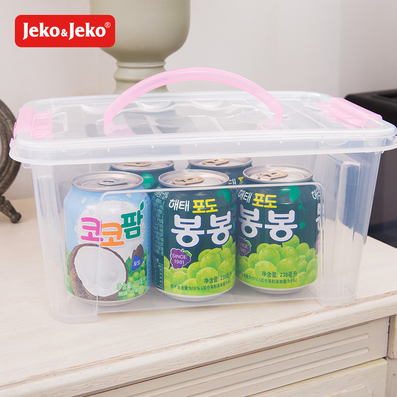 JEKO&JEKO 塑料桌面小号透明收纳箱5L 玩具收纳盒零食整理箱手提储物箱SWB-5276