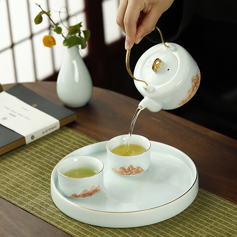 八方礼 江山提梁壶茶具 影青