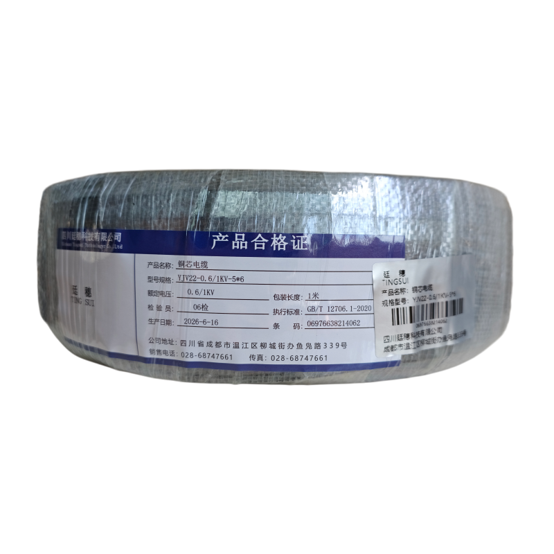廷穗 铜芯电缆 YJV22-0.6/1KV-5*6 米