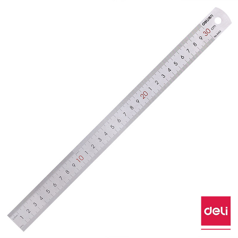 得力(deli) 钢直尺 不锈钢直尺 8463 30cm 3把装