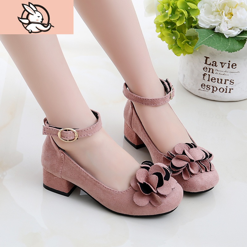 huayangtu女童高跟鞋新款儿童皮鞋女韩版潮小女孩演出单鞋黑色小高跟