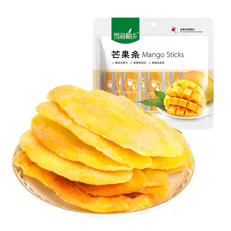 雪海梅乡 泰式芒果条105g*3袋装 芒果干混合水果干内含独立小包零食休闲食品