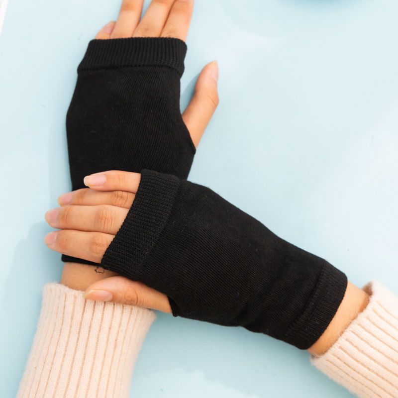 猫爪手套女露手指棉手套韩版可爱学生爪子手套冬保暖加厚毛绒骑车