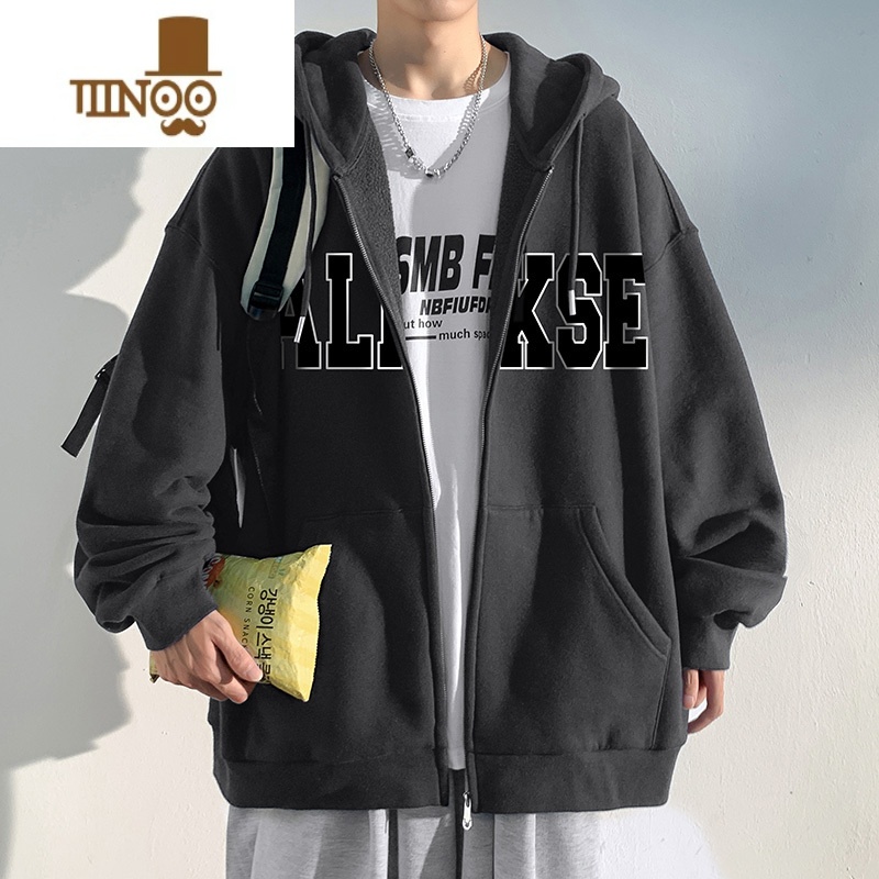 YANXU棉美式外套男士上衣连帽拉链开衫卫衣潮牌冬季加绒厚夹克高清大图