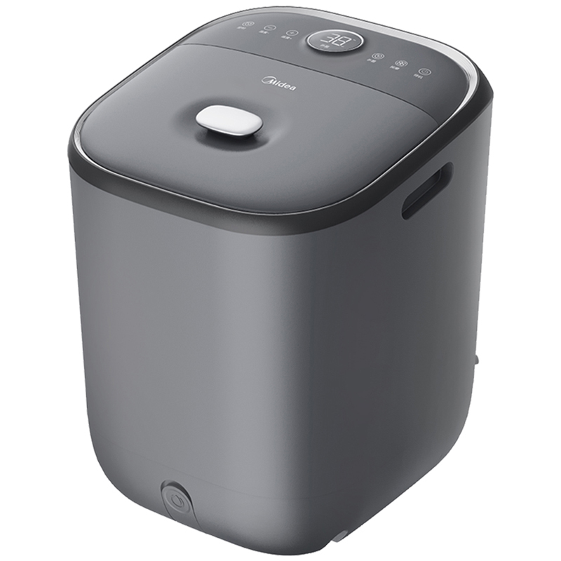 美的足浴盆杀菌加热电动按摩泡小腿可拆洗按摩盘高升桶雅致灰ZL2