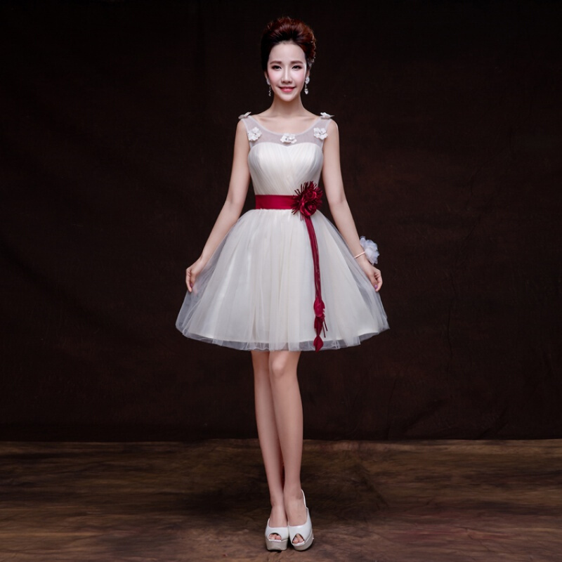 伴娘服短款2018新款伴娘团礼服香槟色小礼服姐妹裙宴会晚礼服短裙香槟