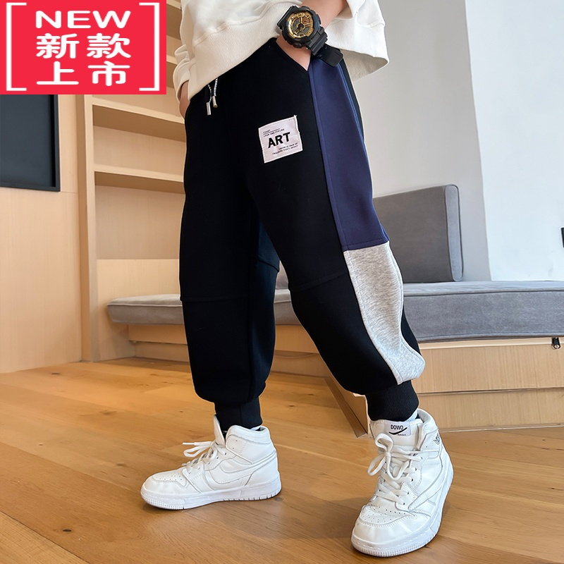 可莉允儿童装男童加绒裤子秋冬款2022新款加厚运动保暖棉冬装中大童卫裤保暖裤