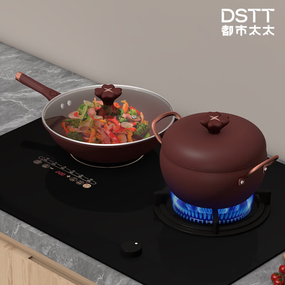都市太太(Dstt)朱泥西施·紫砂料理锅具两件套DSTC2408高清大图