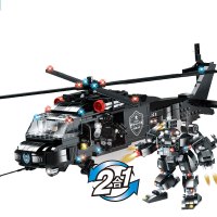 沃马特警战队之2合1黑鹰号武装直升机(691PCS)C0525