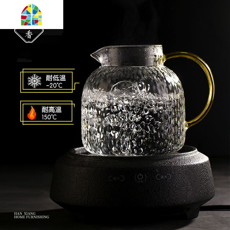 凉水壶家用耐热可高温玻璃水壶套装大容量防爆水杯日式冷水壶 FENGHOU 冰泉壶1300ML+冰晶杯*2