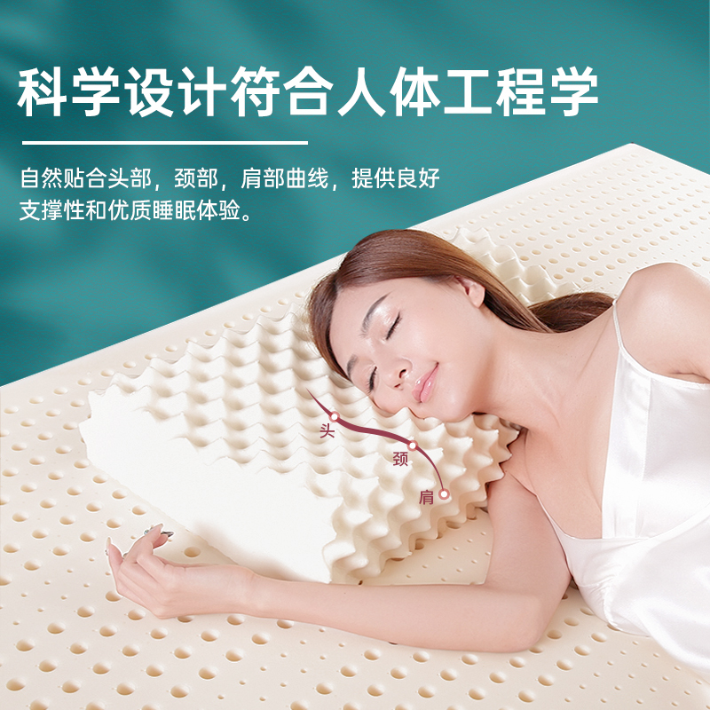 PARATEX天然乳胶枕 泰国原装进口护脊枕芯双人记忆枕头保健枕单人橡胶枕头一对成人枕芯2只装