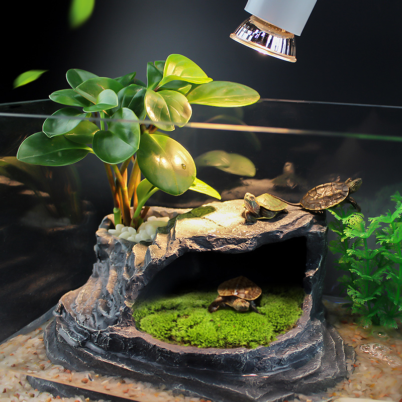 乌龟晒台爬台大号水龟缸造景晒背台爬梯巴西龟晒背台躲避洞穴