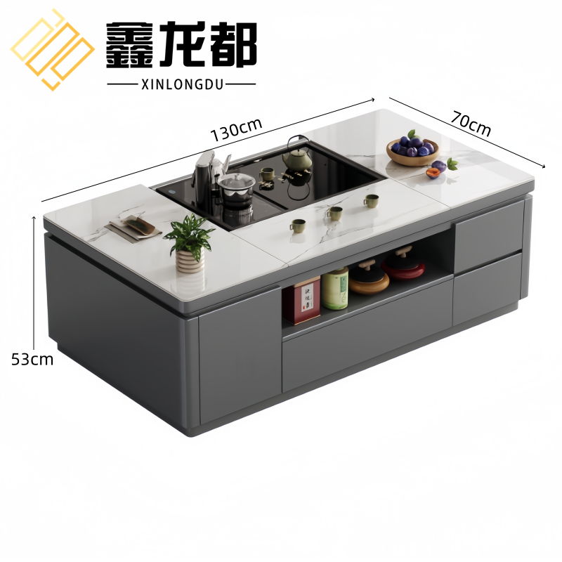 鑫龙都岩板茶几张高清大图