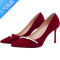 SUNTEK法式婚鞋夏季女高级感秀禾婚纱两穿高跟鞋小众新娘鞋红色敬酒单鞋