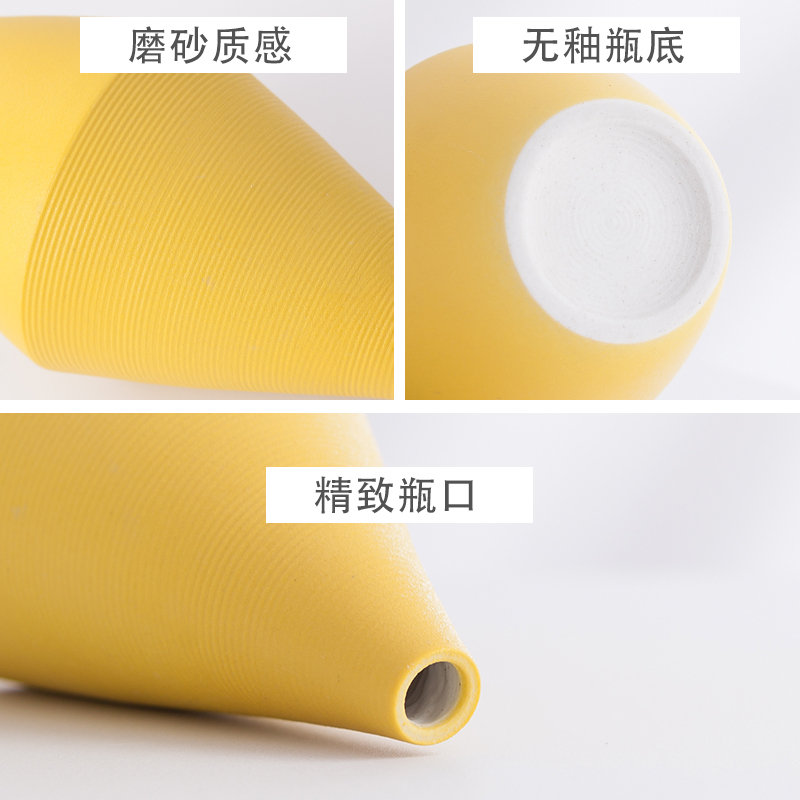 干花装饰摆件家居饰品北欧简约陶瓷小花瓶客厅电视柜插花创意摆设 白色花瓶+干花搭配2