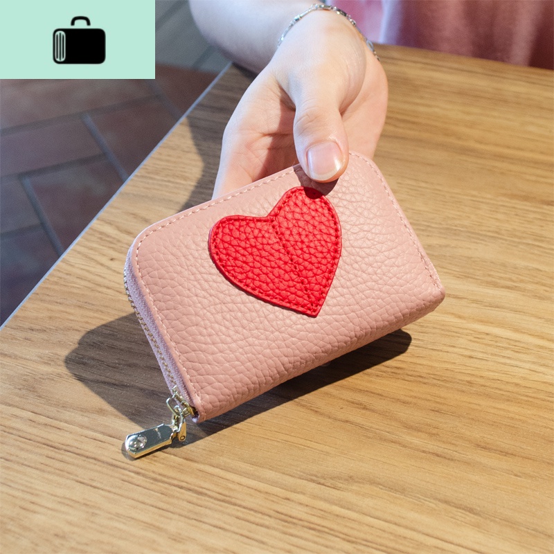 2020韩国简约女卡迷你多卡位大容量女士牛皮名片包小卡包女NEW LAKE女士钱包/卡包 粉红色