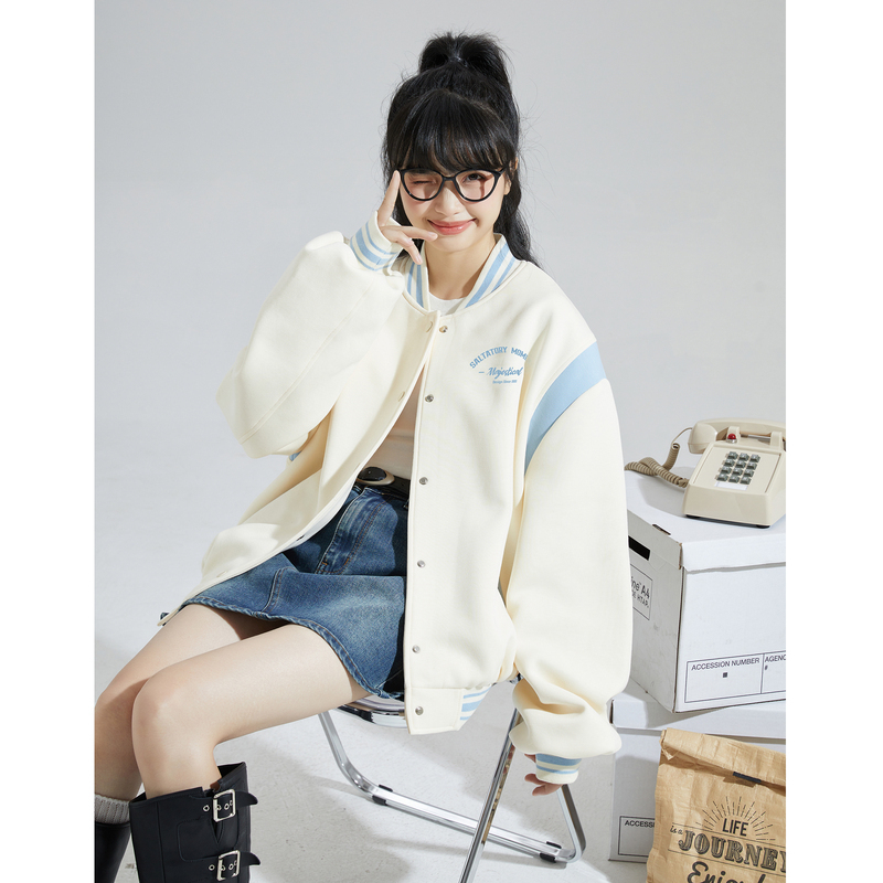 [1.5折价105元]唐狮棒球服女春秋款新款美式学院风休闲上衣早春小个子外套K