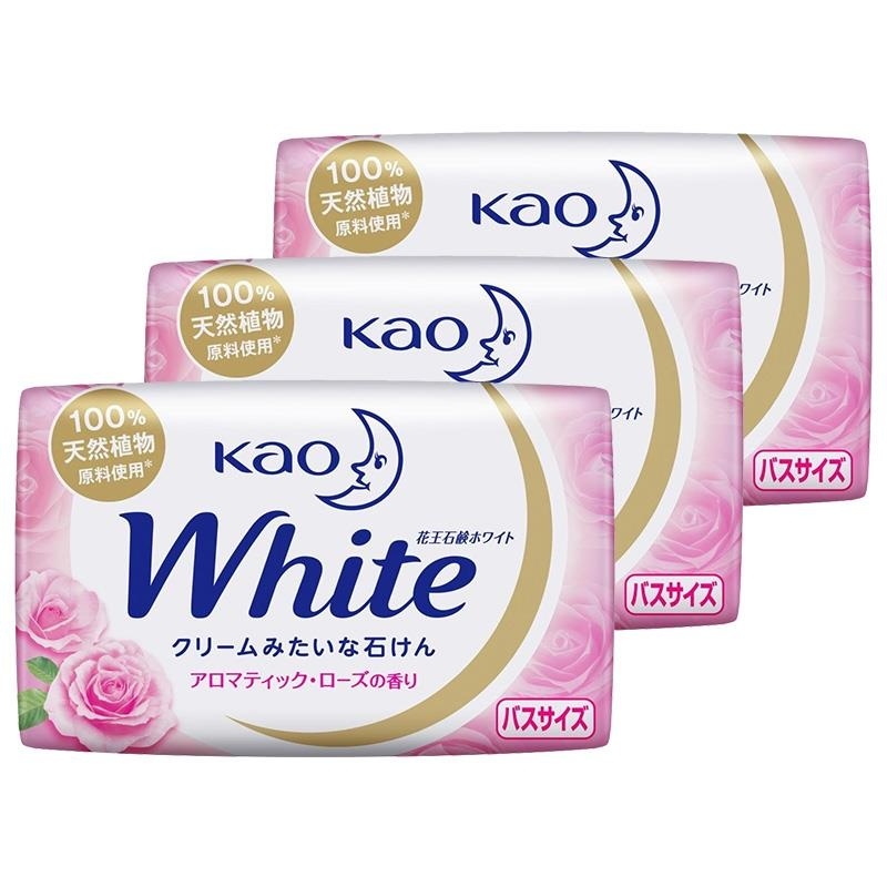 (KAO)花王香皂130g*3块装 原装进口white牛奶白优雅花香肥皂沐浴皂洗手洗澡洗脸香皂清洁滋润不紧绷高清大图
