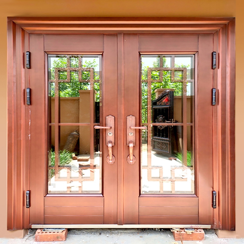 古达锌合金别墅大门双开门玻璃门农村自建房入户门乡村家用进户门