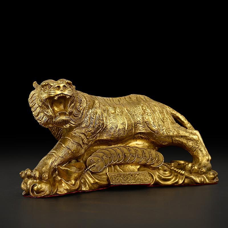 家柏饰corated铜老虎摆件十二生肖铜虎猛虎工艺品家居摆设装饰品