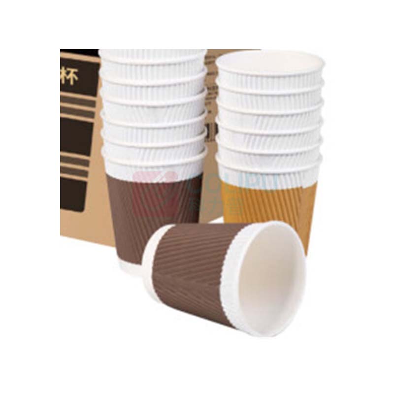 芳草地 一次性咖啡杯 三层加厚瓦楞防烫纸杯水杯奶茶杯 不带盖 3G6618 280ml*60只