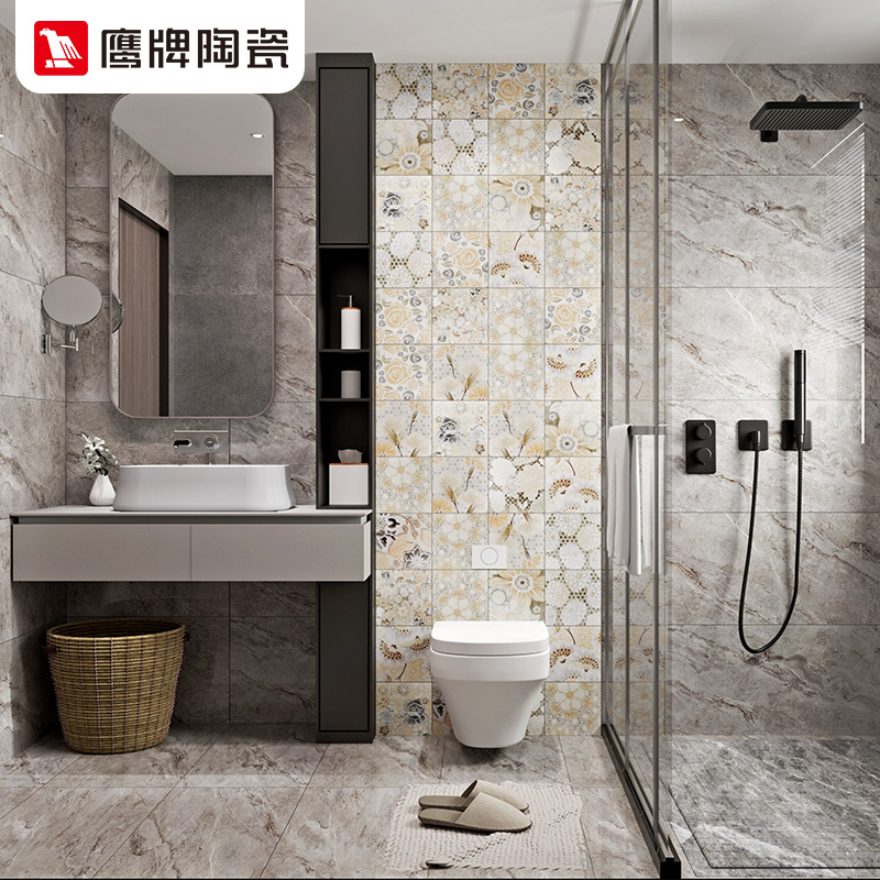 鹰牌瓷砖 全抛釉瓷砖 厨房卫生间墙砖 400*800 防滑中板卡地亚灰