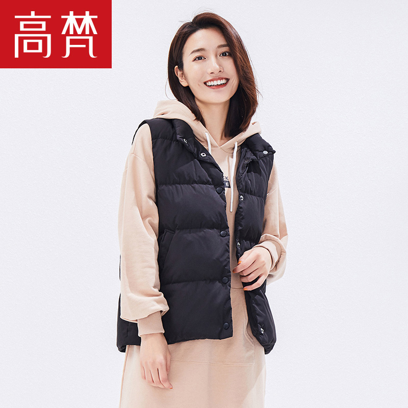 高梵GOLDFARM羽绒马甲情侣短款秋冬新款韩版白鸭绒背心休闲宽松羽绒外套