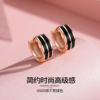 佰色传情S925纯银耳扣女耳环圆圈耳圈气质韩国耳钉简约耳饰