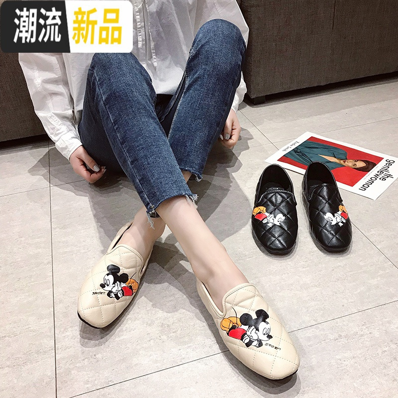 小皮鞋女2020春季新款英伦风复古平底乐福鞋懒人一脚蹬单鞋豆豆鞋 广赫