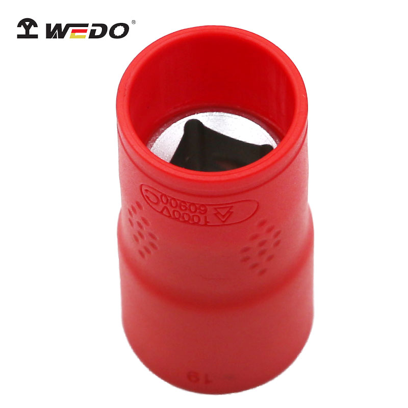WEDO维度绝缘工具VDE认证工具 绝缘注塑套筒头(C=1/2") 铬钒钢 红色 12mm