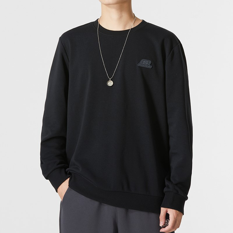 Skechers斯凯奇男装新款休闲套头衫简约圆领长袖卫衣L322M040-0018 ZP