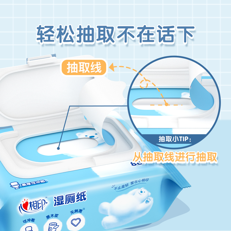 心相印(Mind Act Upon Mind)湿厕纸系列80片装湿巾5包组合装XCY080*2份高清大图
